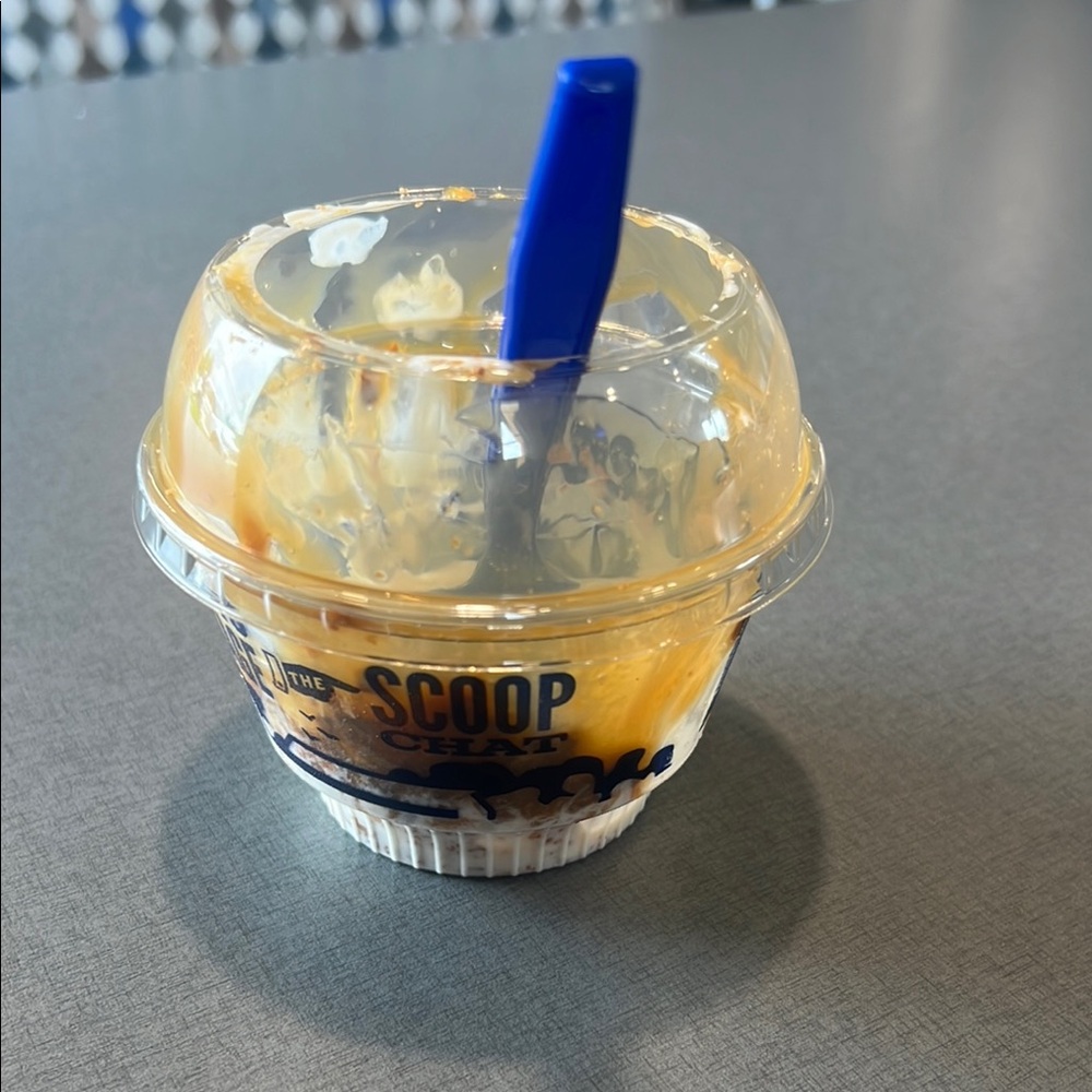 Blue and Orange Ice Cream Cup with Spoon